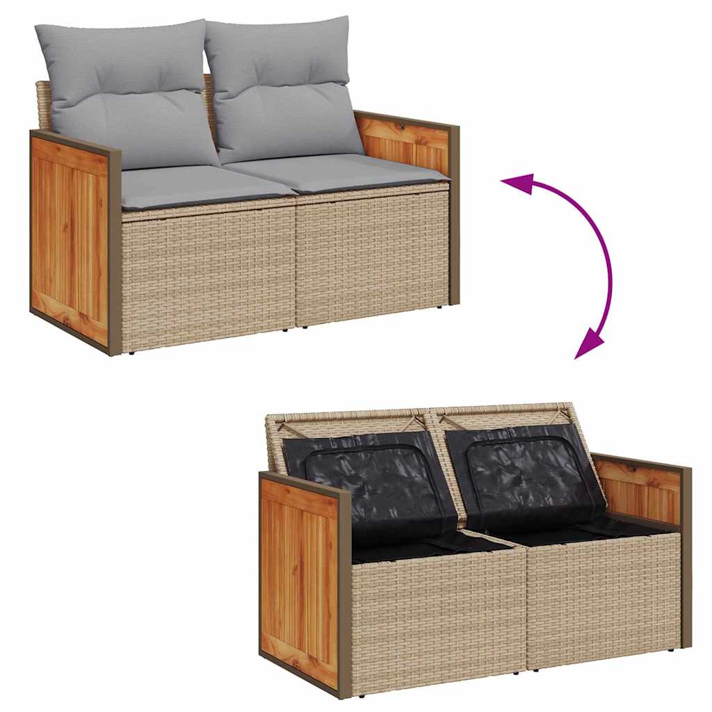 vidaXL Σετ Καναπέ Κήπου 12 pcs Μπεζ 90 x 55 x 71 cm συνθετικό ρατάν