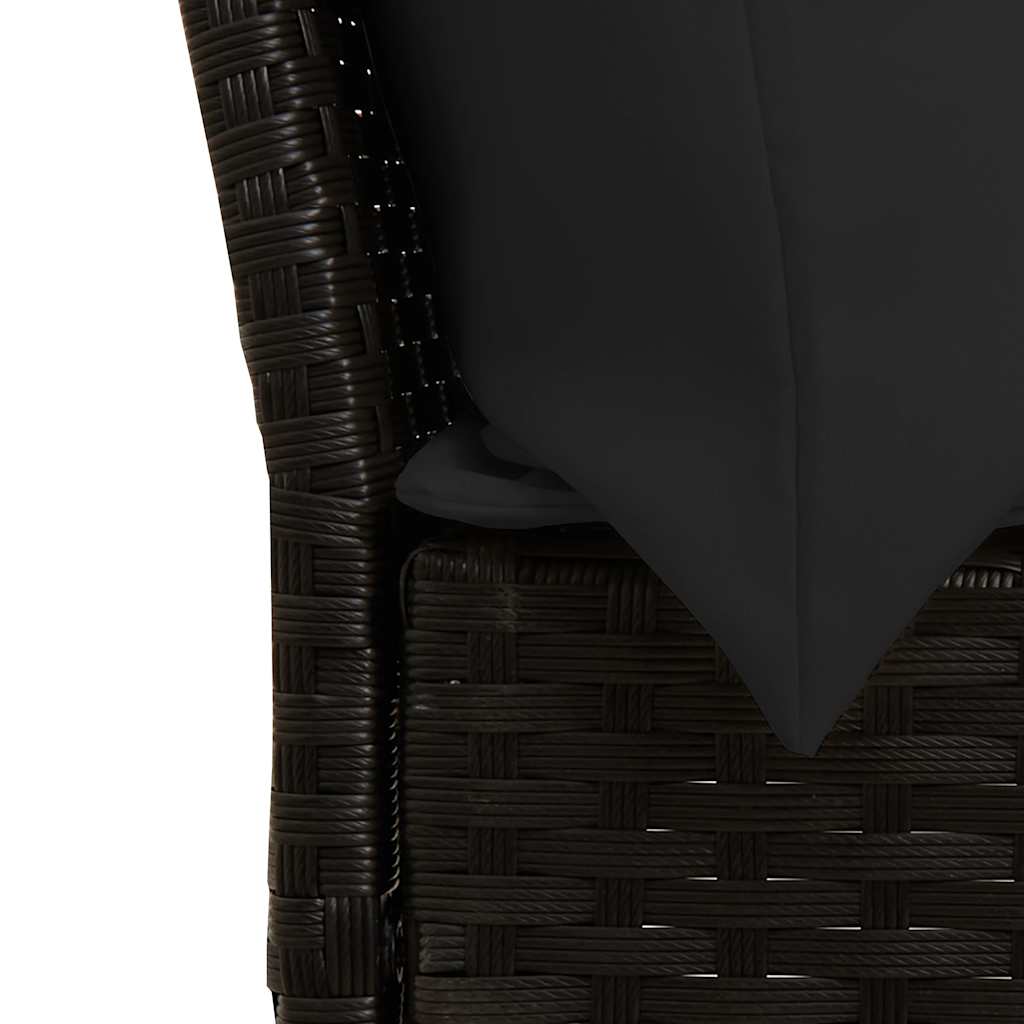 vidaXL Καναπές Κήπου Μαύρος από Συνθετικό Ρατάν με Μαξιλάρια