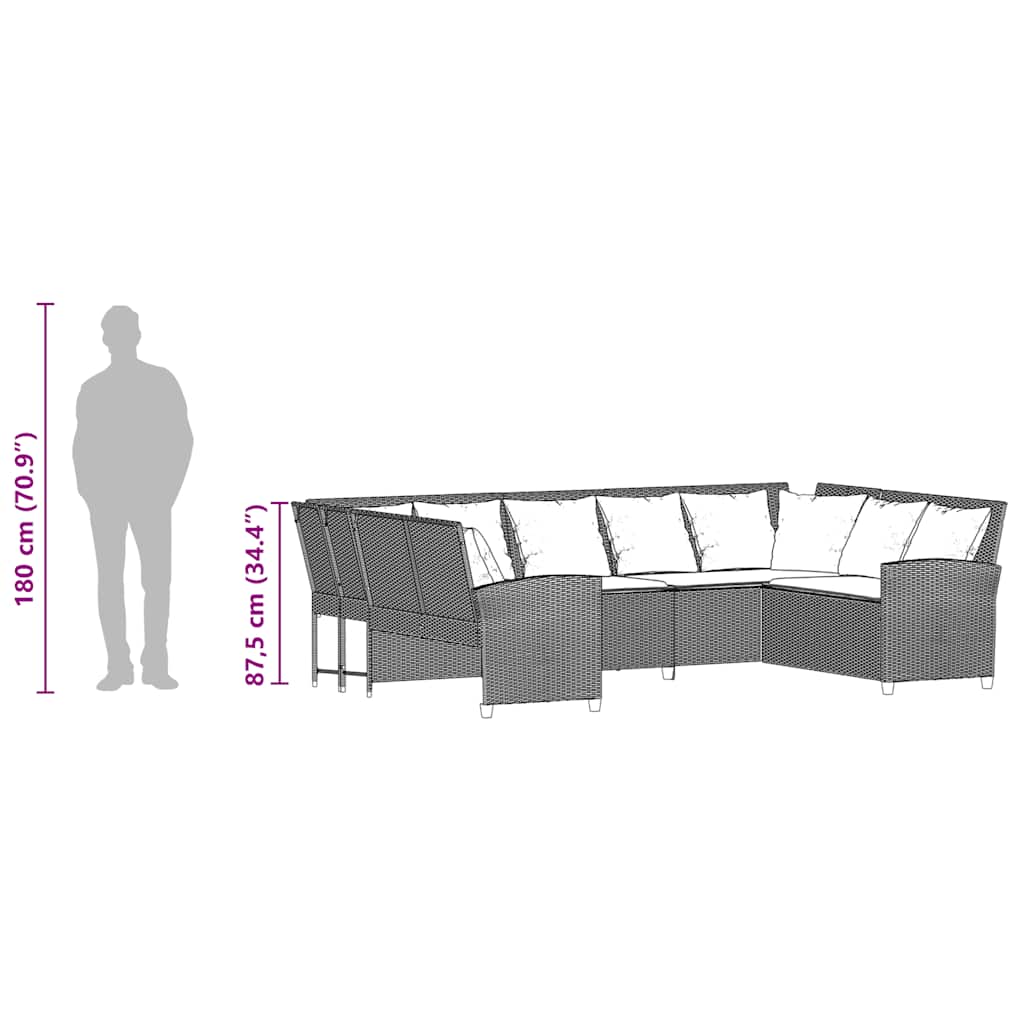 vidaXL Καναπές Κήπου Μαύρος από Συνθετικό Ρατάν με Μαξιλάρια