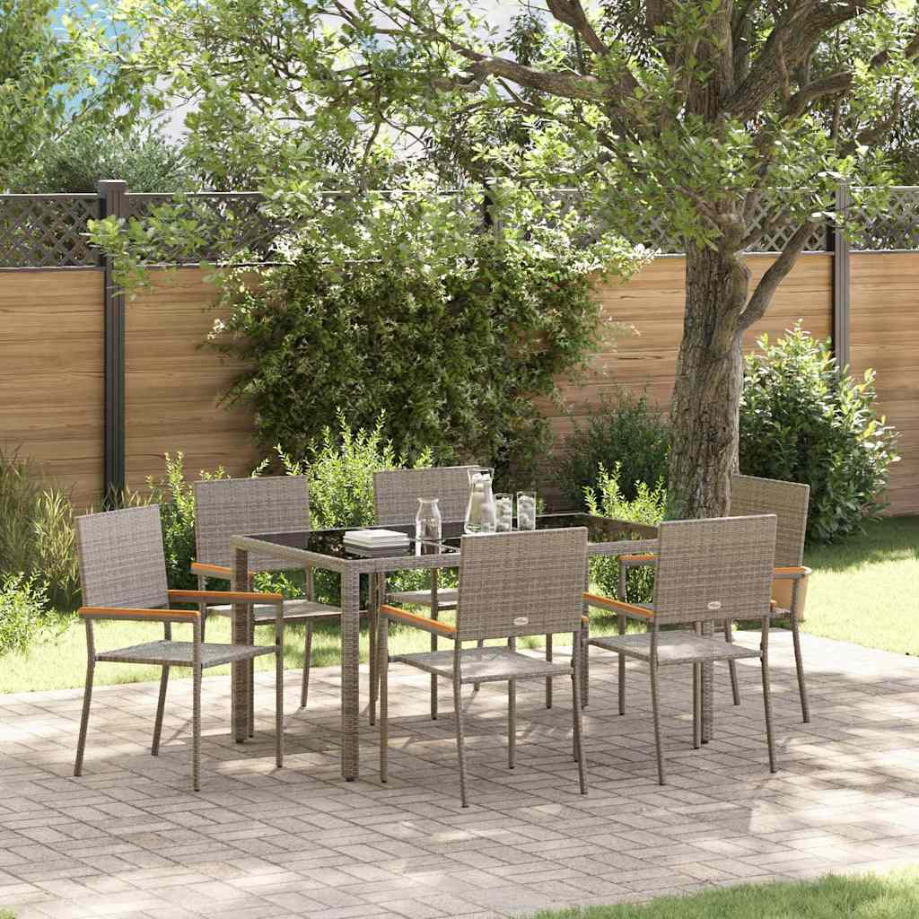 vidaXL Σέτ φαγητού για κήπο 7 pcs Γκρι συνθετικό ρατάν