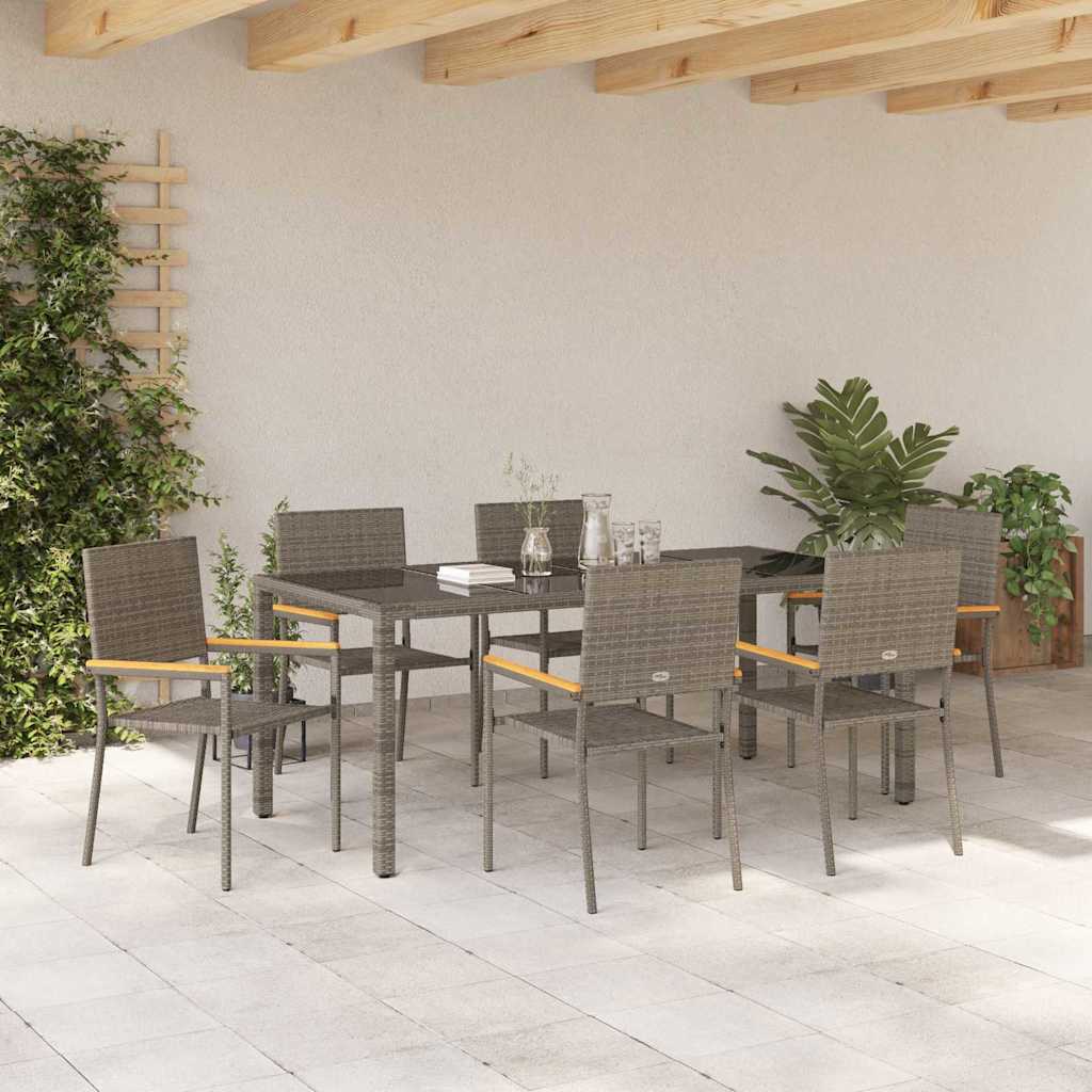 vidaXL Σέτ φαγητού για κήπο 7 pcs Γκρι συνθετικό ρατάν