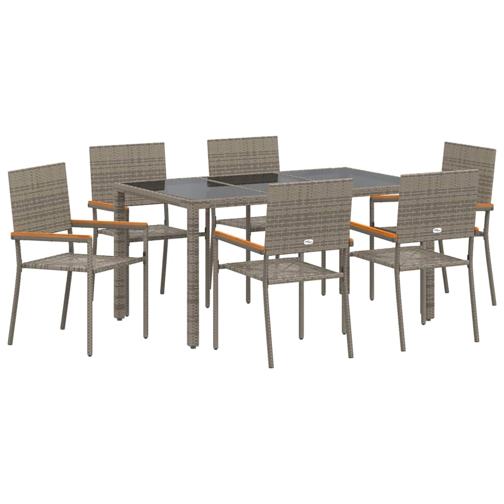 vidaXL Σέτ φαγητού για κήπο 7 pcs Γκρι συνθετικό ρατάν