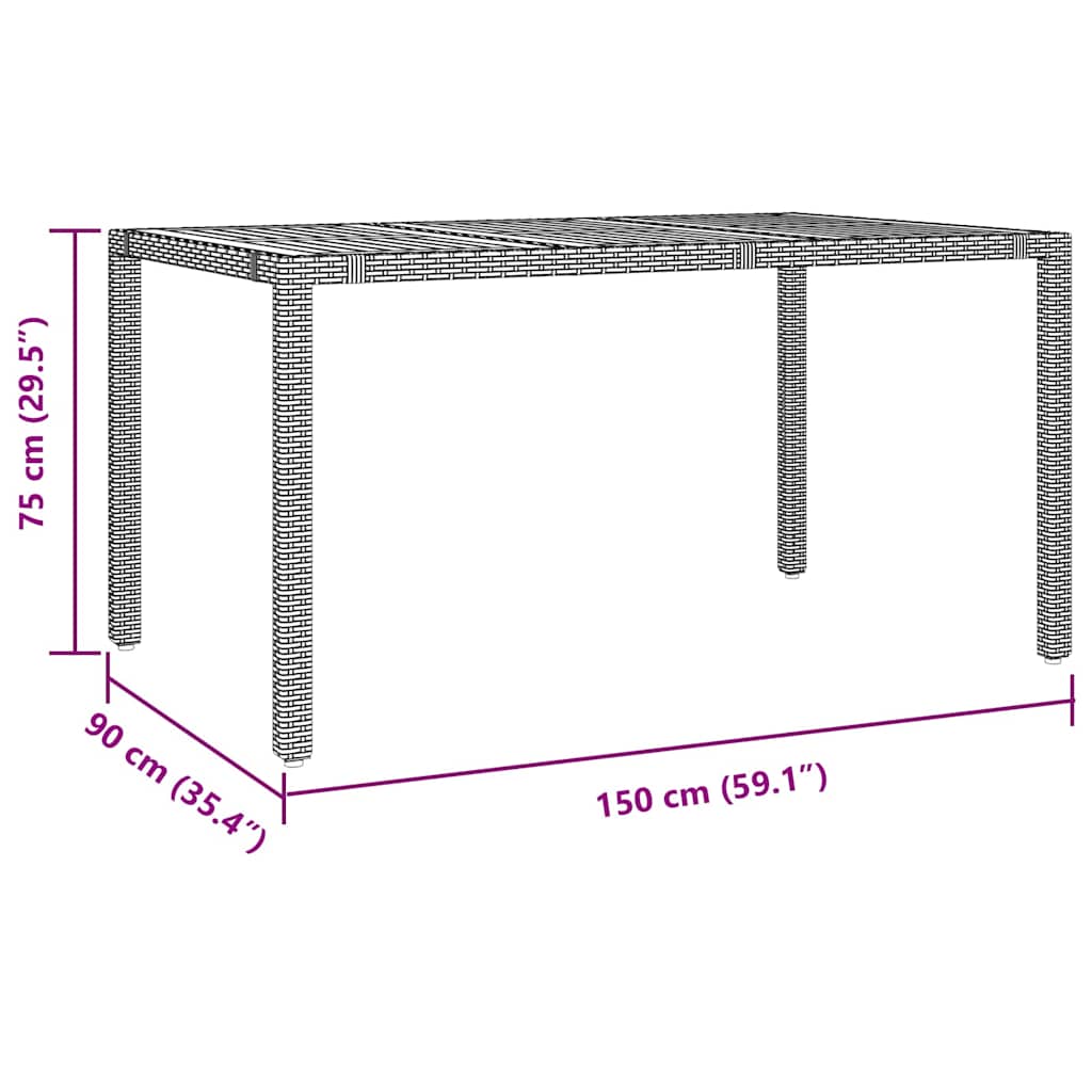 vidaXL Σέτ φαγητού για κήπο 5 pcs Μαύρο και Ξύλο συνθετικό ρατάν