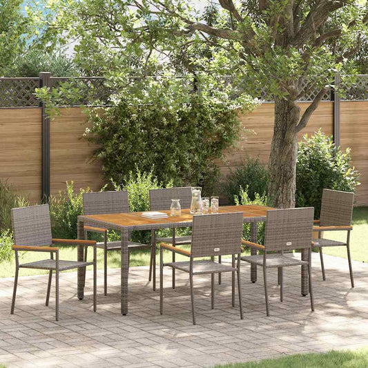 vidaXL Σέτ φαγητού για κήπο 7 pcs Γκρι συνθετικό ρατάν