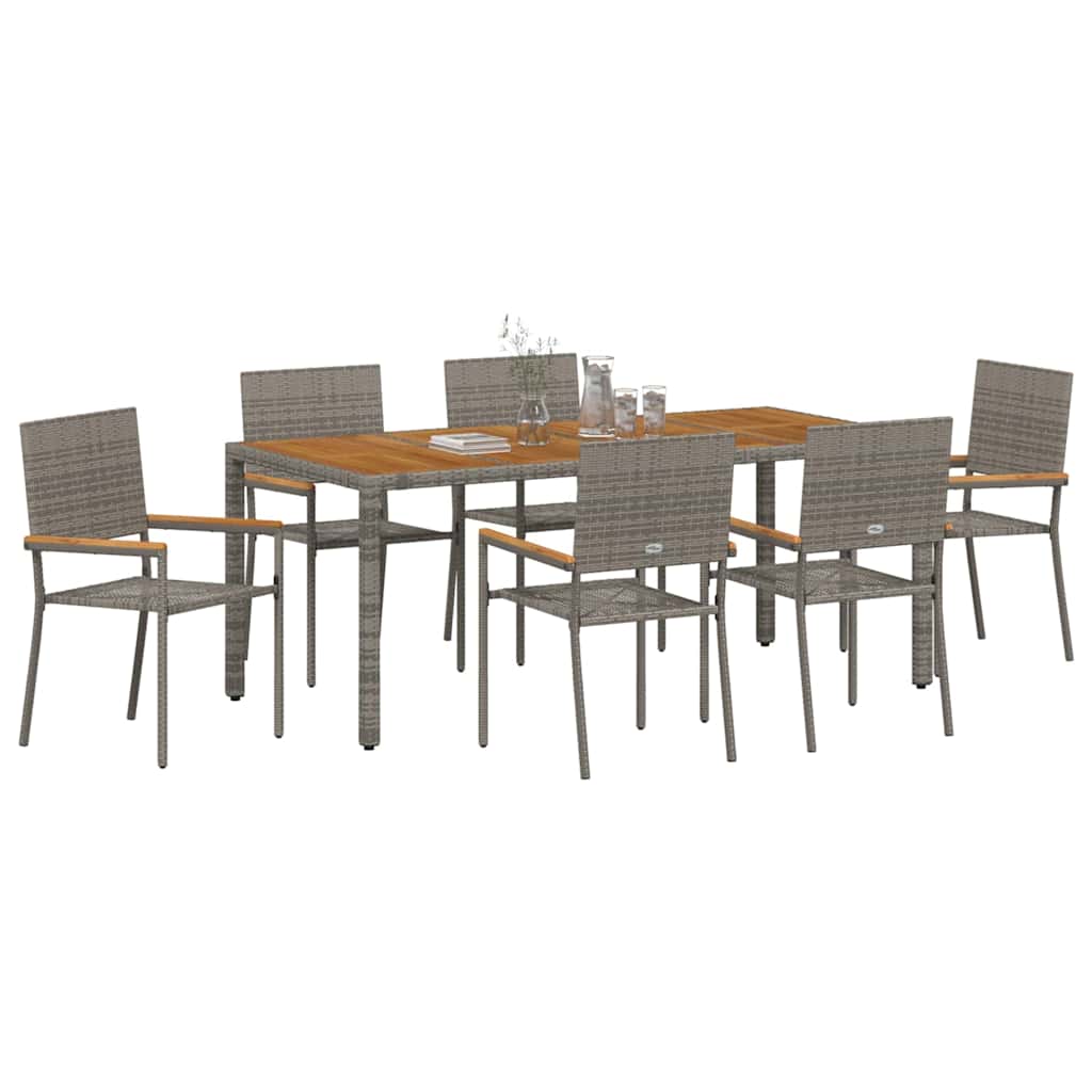 vidaXL Σέτ φαγητού για κήπο 7 pcs Γκρι συνθετικό ρατάν