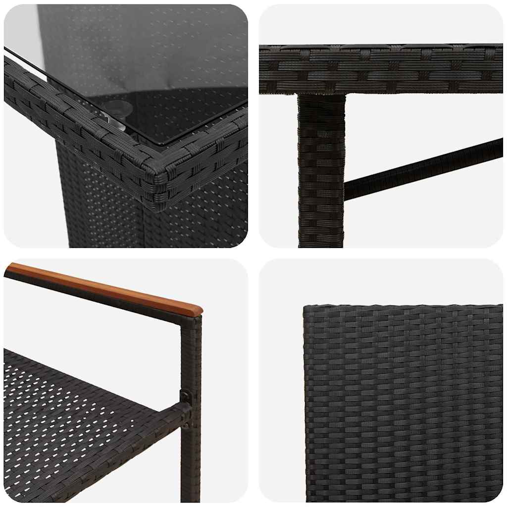 vidaXL Σέτ φαγητού για κήπο 7 pcs Μαύρο συνθετικό ρατάν