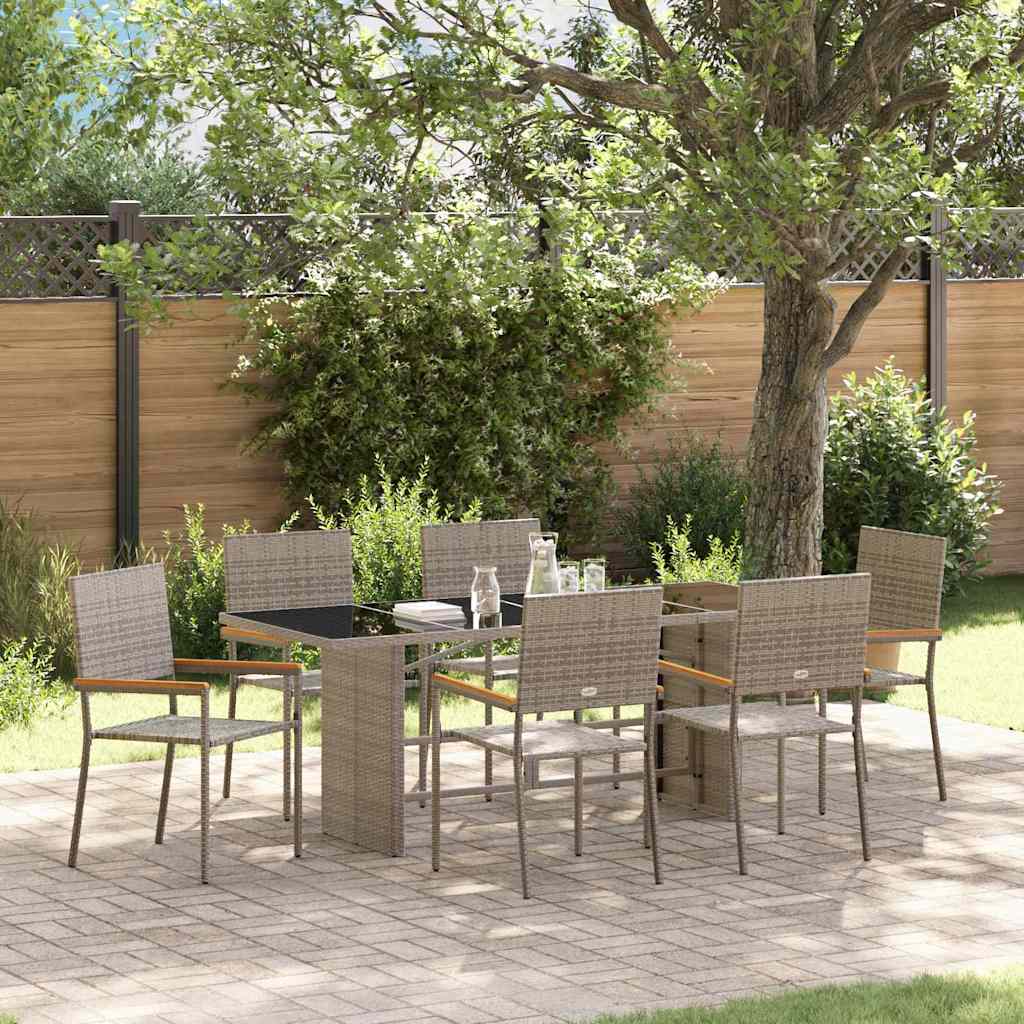 vidaXL Σέτ φαγητού για κήπο 7 pcs Γκρι συνθετικό ρατάν