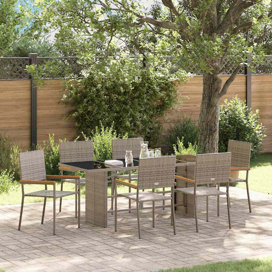 vidaXL Σέτ φαγητού για κήπο 7 pcs Γκρι συνθετικό ρατάν