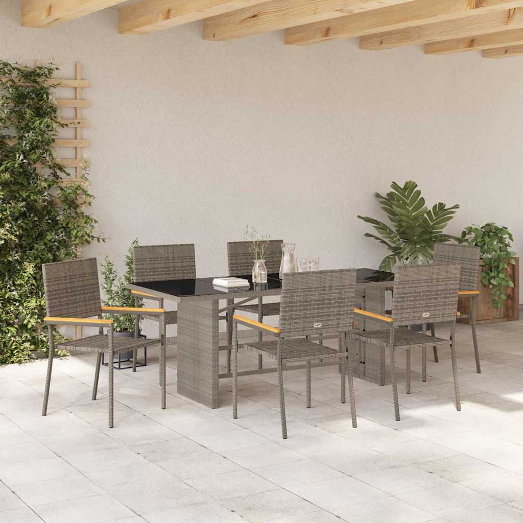 vidaXL Σέτ φαγητού για κήπο 7 pcs Γκρι συνθετικό ρατάν