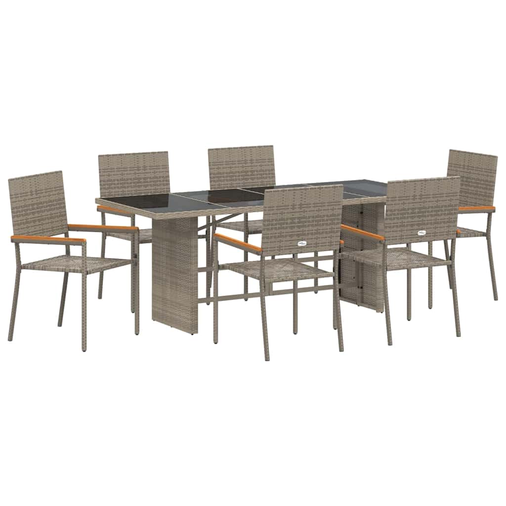 vidaXL Σέτ φαγητού για κήπο 7 pcs Γκρι συνθετικό ρατάν