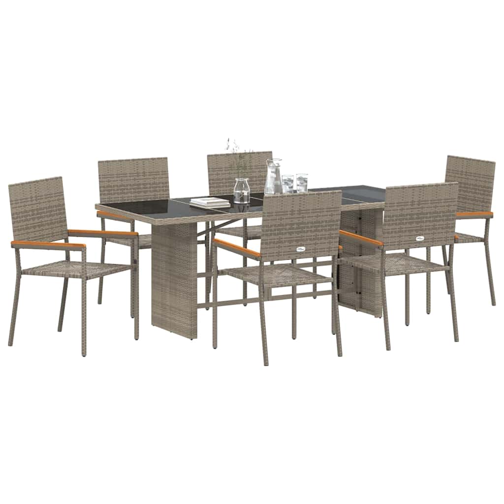 vidaXL Σέτ φαγητού για κήπο 7 pcs Γκρι συνθετικό ρατάν