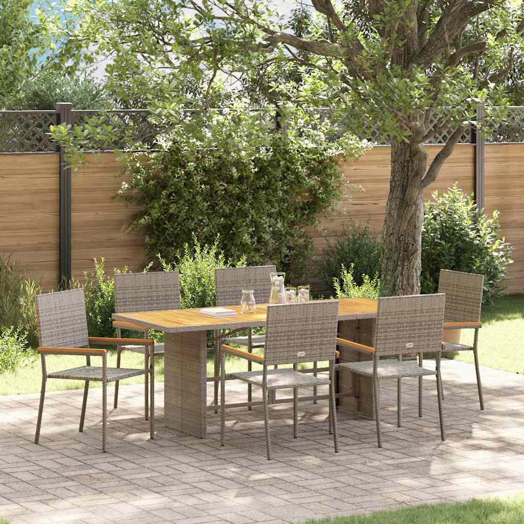 vidaXL Σέτ φαγητού για κήπο 7 pcs Γκρι συνθετικό ρατάν