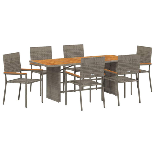 vidaXL Σέτ φαγητού για κήπο 7 pcs Γκρι συνθετικό ρατάν