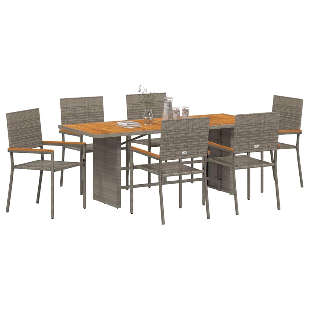 vidaXL Σέτ φαγητού για κήπο 7 pcs Γκρι συνθετικό ρατάν
