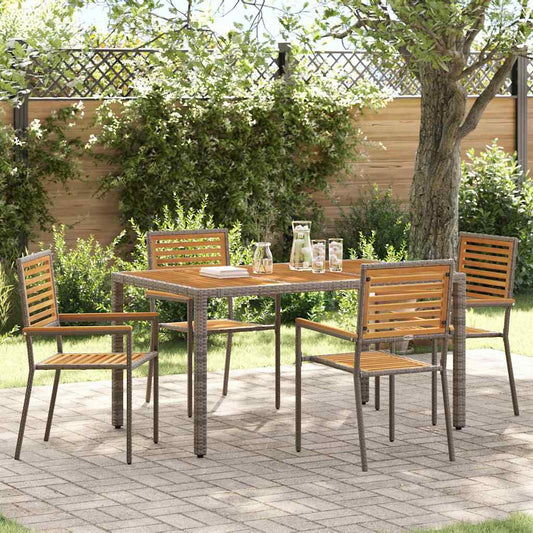 vidaXL Σέτ φαγητού για κήπο 5 pcs Γκρι και Καφέ συνθετικό ρατάν