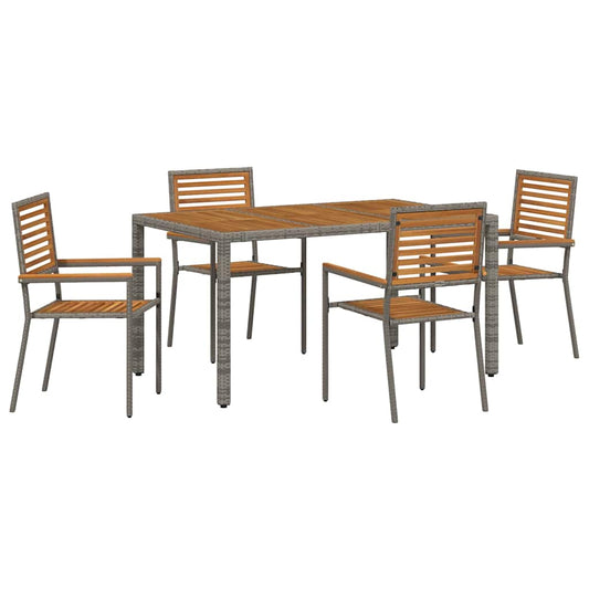 vidaXL Σέτ φαγητού για κήπο 5 pcs Γκρι και Καφέ συνθετικό ρατάν