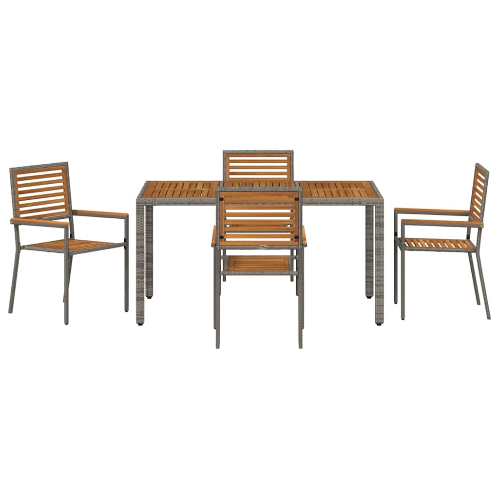 vidaXL Σέτ φαγητού για κήπο 5 pcs Γκρι και Καφέ συνθετικό ρατάν