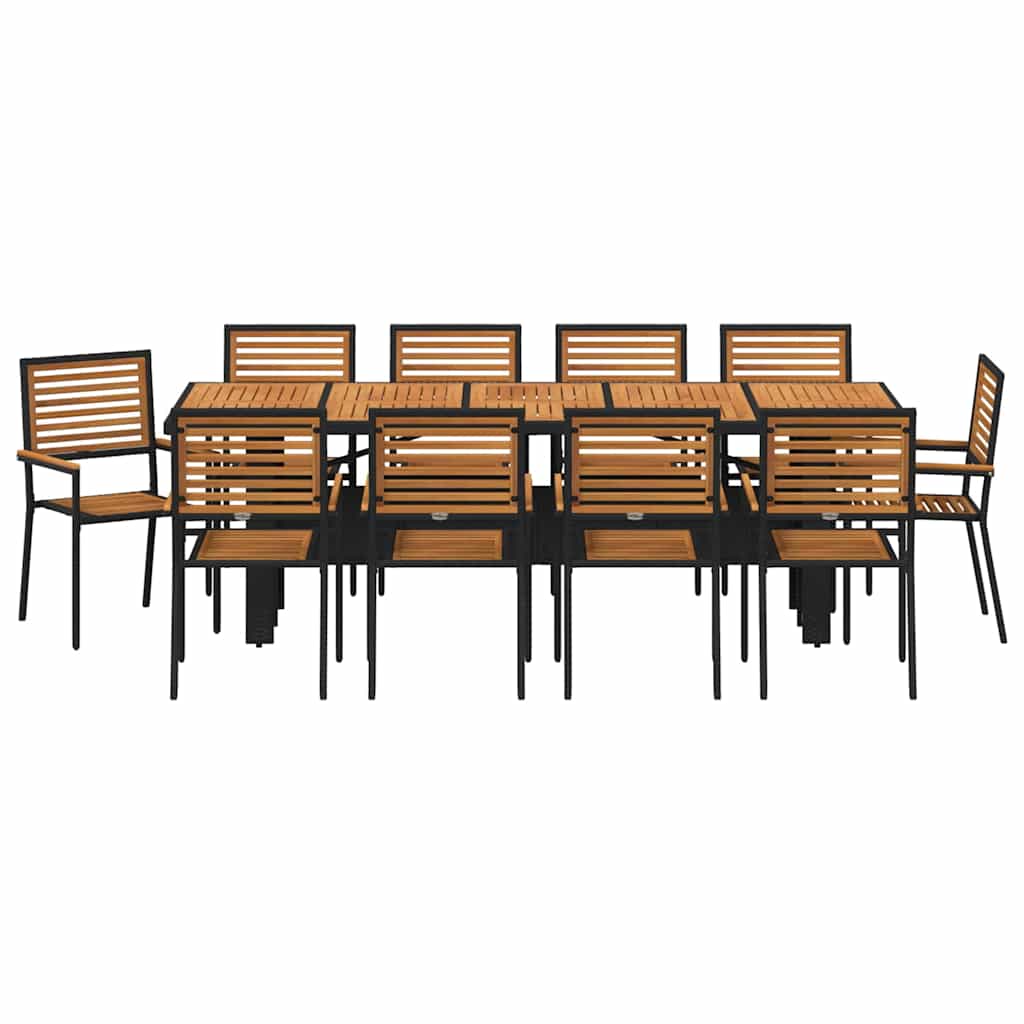 vidaXL Σέτ φαγητού για κήπο 11 pcs Μαύρο και Καφέ συνθετικό ρατάν