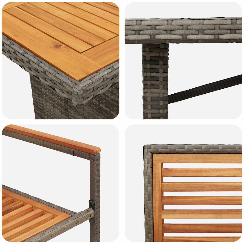 vidaXL Σέτ φαγητού για κήπο 9 pcs Γκρι συνθετικό ρατάν