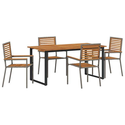 vidaXL Σέτ φαγητού για κήπο 5 pcs Γκρι Στερεό Ξύλο Ακακίας