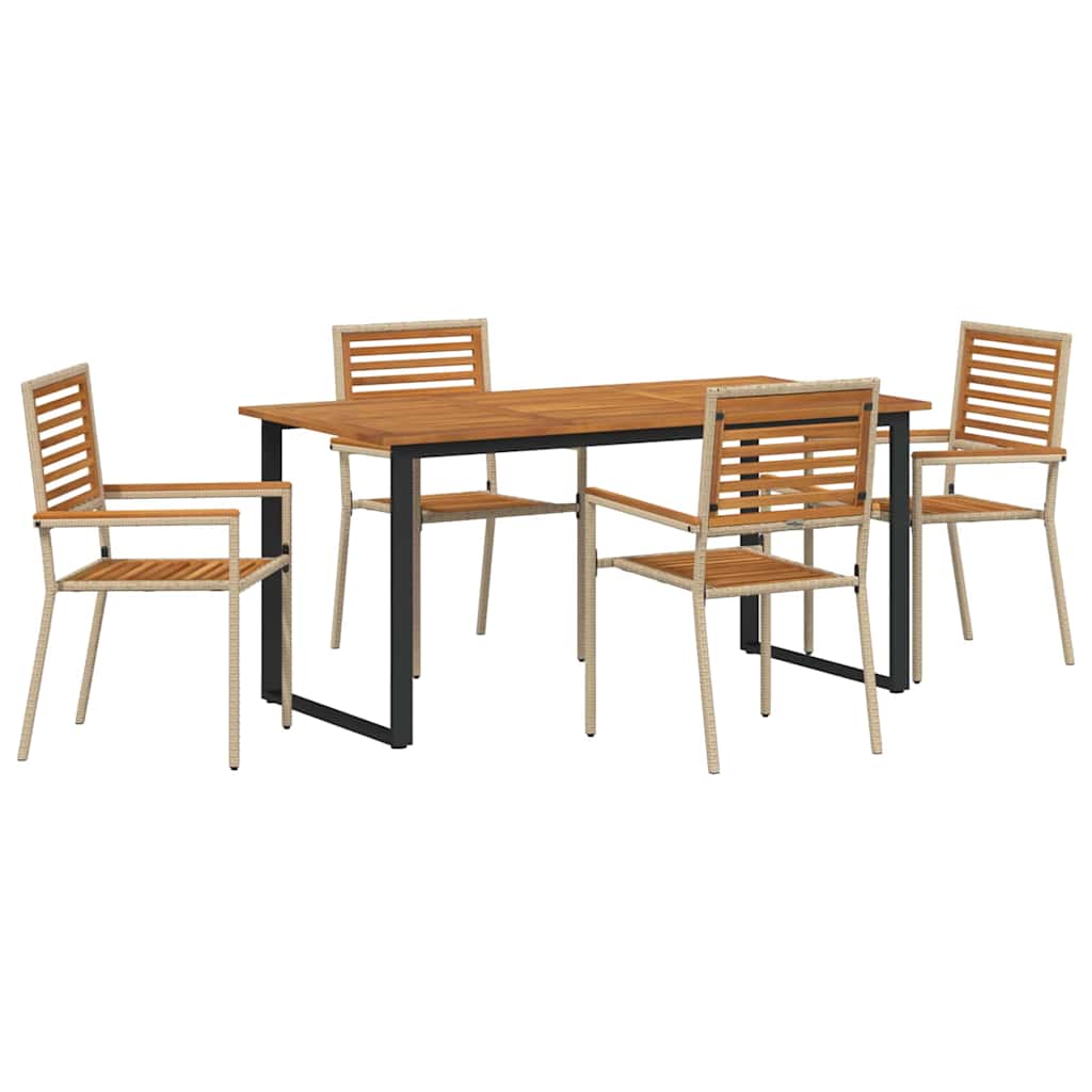 vidaXL Σέτ φαγητού για κήπο 5 pcs Μπεζ Στερεό Ξύλο Ακακίας