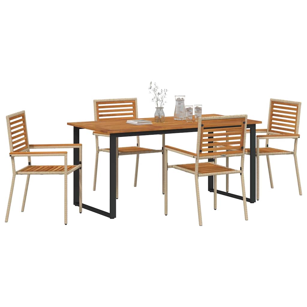 vidaXL Σέτ φαγητού για κήπο 5 pcs Μπεζ Στερεό Ξύλο Ακακίας