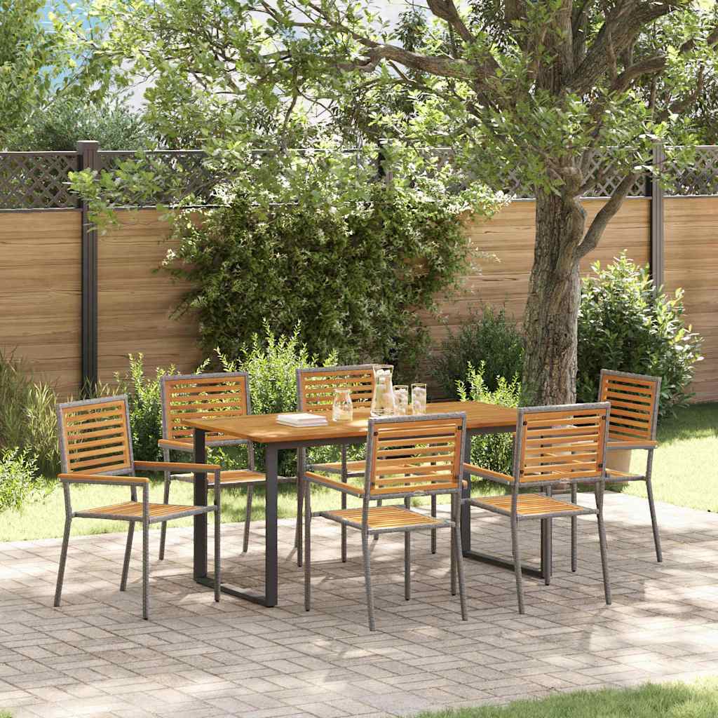 vidaXL Σέτ φαγητού για κήπο 7 pcs Γκρι Στερεό Ξύλο Ακακίας