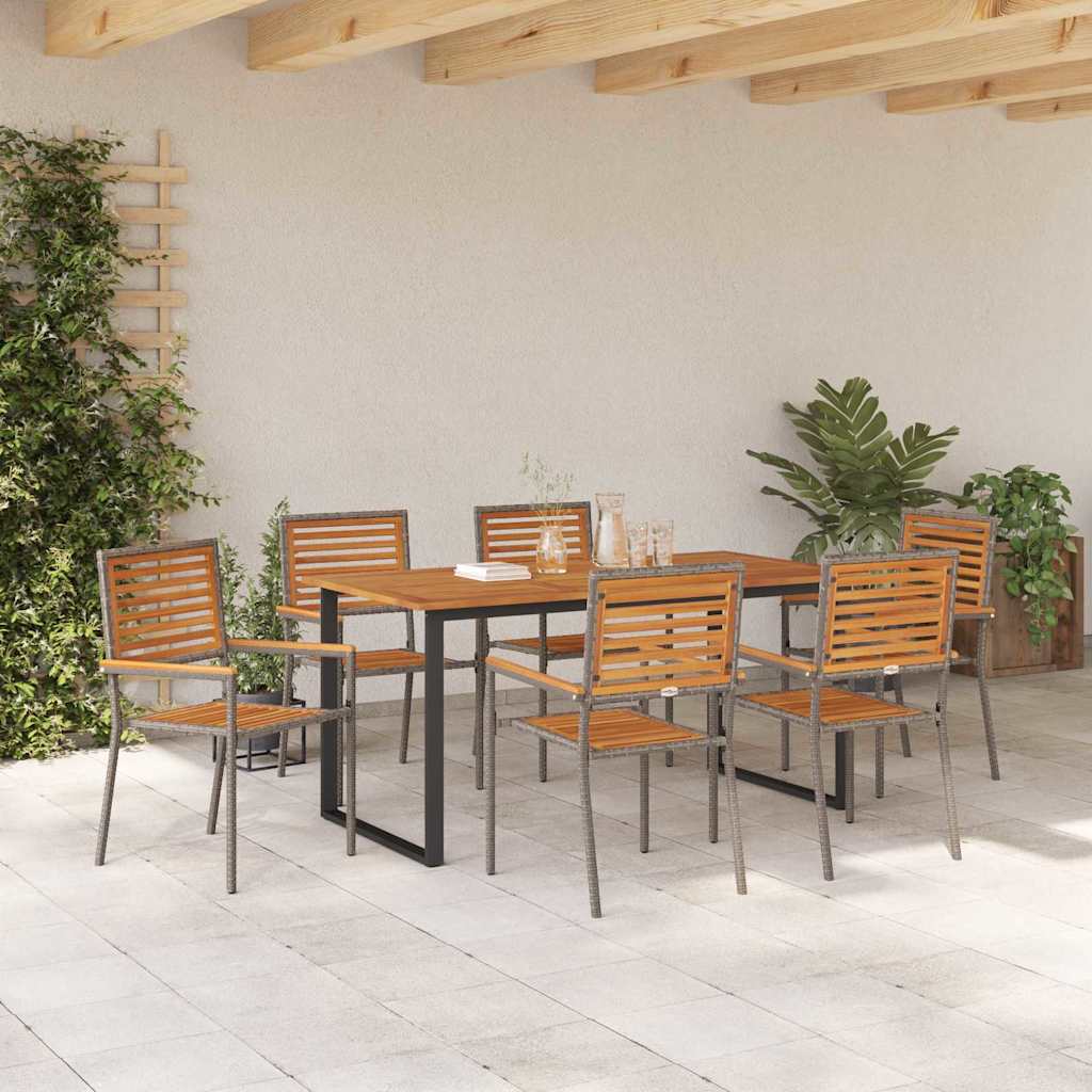 vidaXL Σέτ φαγητού για κήπο 7 pcs Γκρι Στερεό Ξύλο Ακακίας