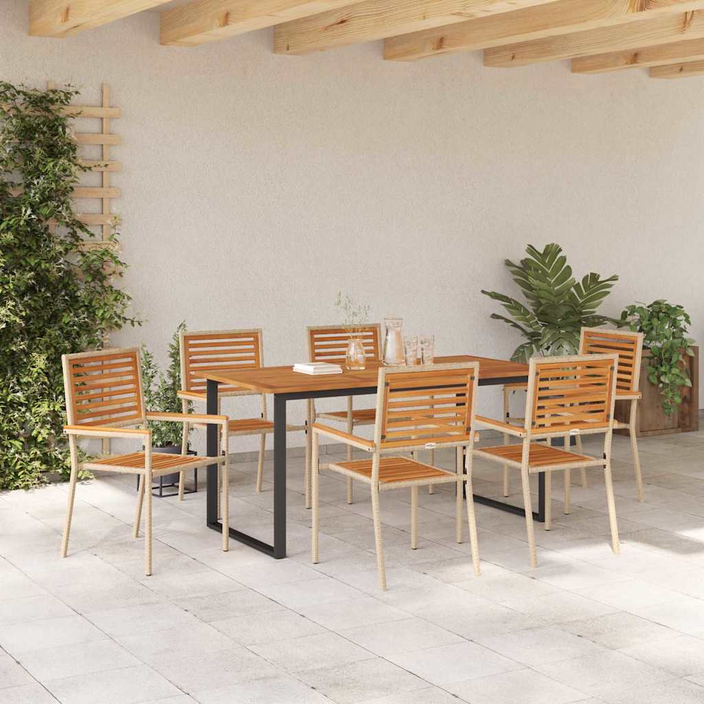 vidaXL Σέτ φαγητού για κήπο 7 pcs Μπεζ Στερεό Ξύλο Ακακίας