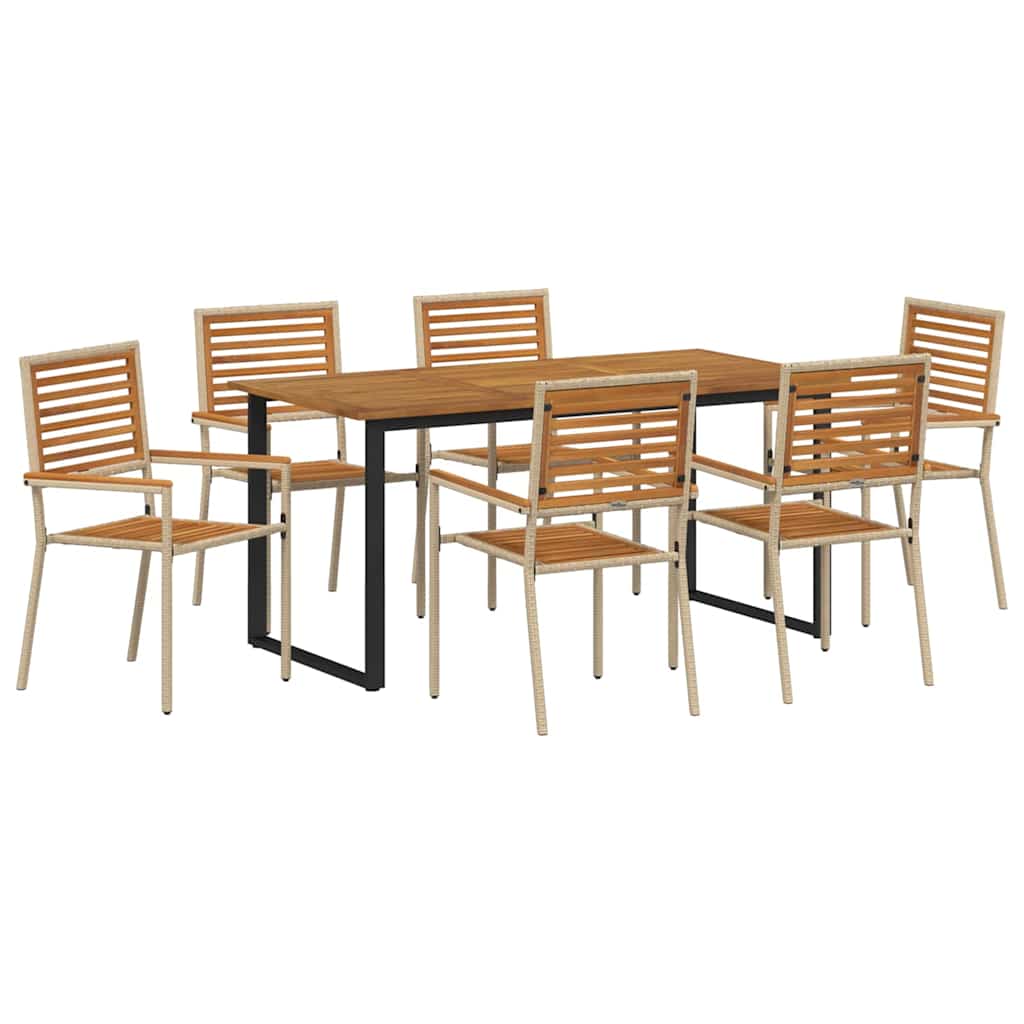 vidaXL Σέτ φαγητού για κήπο 7 pcs Μπεζ Στερεό Ξύλο Ακακίας