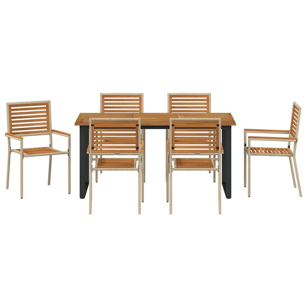 vidaXL Σέτ φαγητού για κήπο 7 pcs Μπεζ Στερεό Ξύλο Ακακίας
