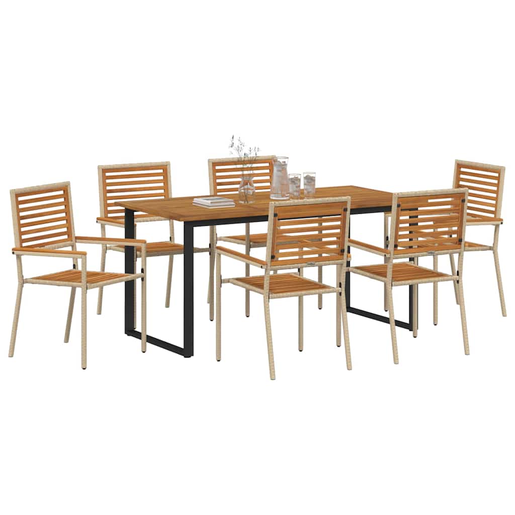 vidaXL Σέτ φαγητού για κήπο 7 pcs Μπεζ Στερεό Ξύλο Ακακίας