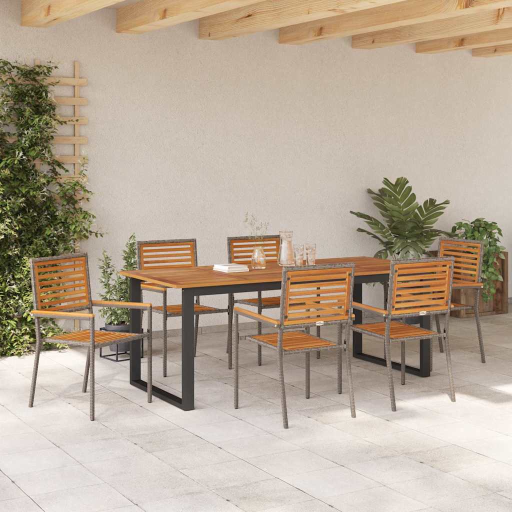 vidaXL Σέτ φαγητού για κήπο 7 pcs Γκρι Στερεό Ξύλο Ακακίας