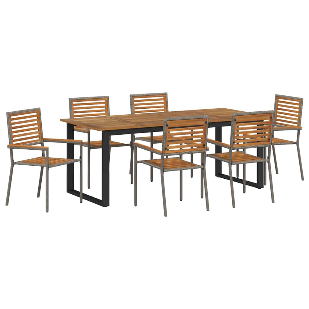 vidaXL Σέτ φαγητού για κήπο 7 pcs Γκρι Στερεό Ξύλο Ακακίας