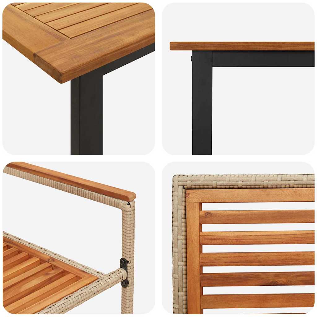 vidaXL Σέτ φαγητού για κήπο 7 pcs Μπεζ Στερεό Ξύλο Ακακίας