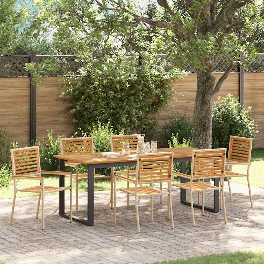 vidaXL Σέτ φαγητού για κήπο 7 pcs Μπεζ Στερεό Ξύλο Ακακίας