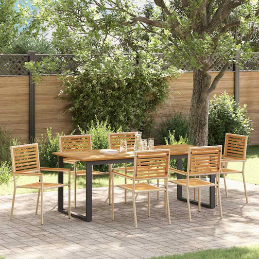vidaXL Σέτ φαγητού για κήπο 7 pcs Μπεζ Στερεό Ξύλο Ακακίας