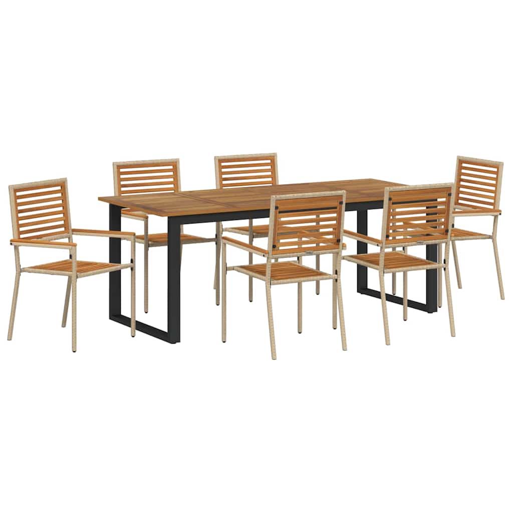 vidaXL Σέτ φαγητού για κήπο 7 pcs Μπεζ Στερεό Ξύλο Ακακίας