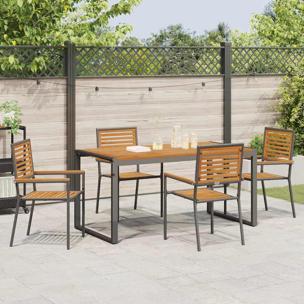vidaXL Σέτ φαγητού για κήπο 5 pcs Μαύρο και Καφέ συνθετικό ρατάν