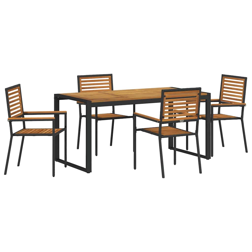 vidaXL Σέτ φαγητού για κήπο 5 pcs Μαύρο και Καφέ συνθετικό ρατάν