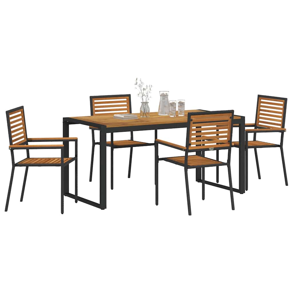 vidaXL Σέτ φαγητού για κήπο 5 pcs Μαύρο και Καφέ συνθετικό ρατάν