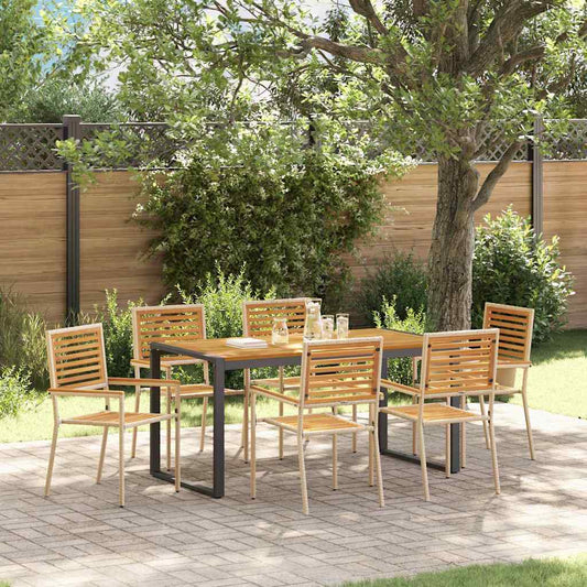 vidaXL Σέτ φαγητού για κήπο 7 pcs Μπεζ και καφέ συνθετικό ρατάν