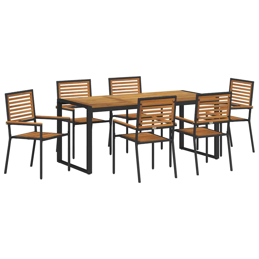 vidaXL Σέτ φαγητού για κήπο 7 pcs Μαύρο και Καφέ συνθετικό ρατάν