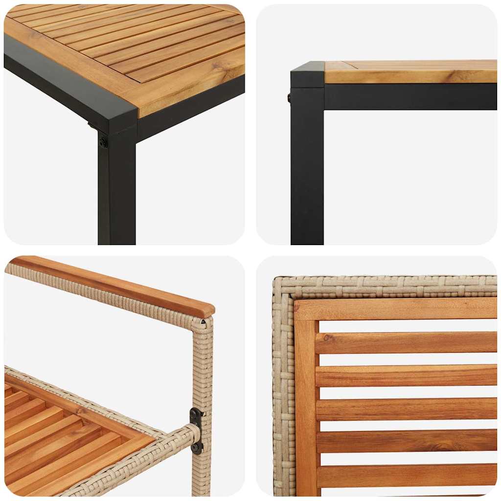 vidaXL Σέτ φαγητού για κήπο 7 pcs Μπεζ και καφέ συνθετικό ρατάν