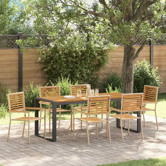 vidaXL Σέτ φαγητού για κήπο 7 pcs Μπεζ και καφέ συνθετικό ρατάν