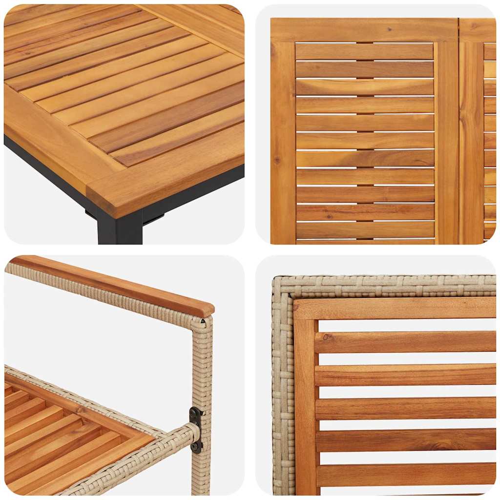 vidaXL 7 κομμάτια σετ τραπεζαρίας κήπου Μπεζ πολυ rattan ακακία