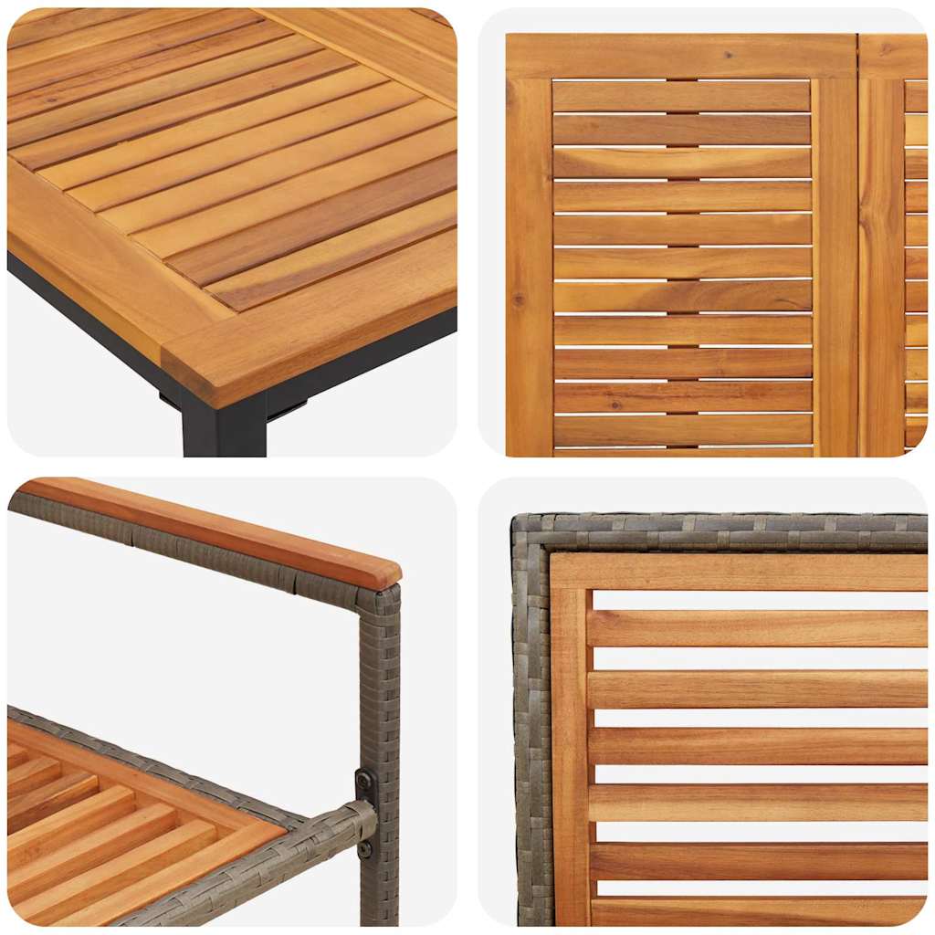 vidaXL Σέτ φαγητού για κήπο 9 pcs Γκρι και Φυσικό Τικ συνθετικό ρατάν