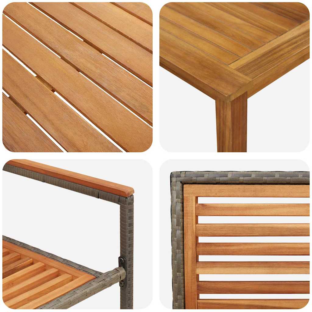 vidaXL Σέτ φαγητού για κήπο 3 pcs Γκρι Πολυ ράταν