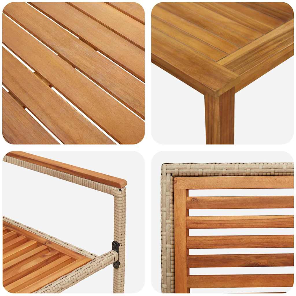 vidaXL Σετ Φαγητού Κήπου 3 pcs Μπεζ 85 x 85 x 74 cm Ξύλο, Μέταλλο