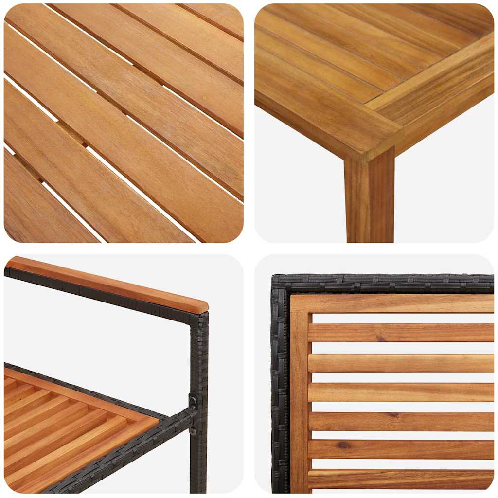 vidaXL Σέτ φαγητού για κήπο 5 pcs Μαύρο Πολυ ράταν